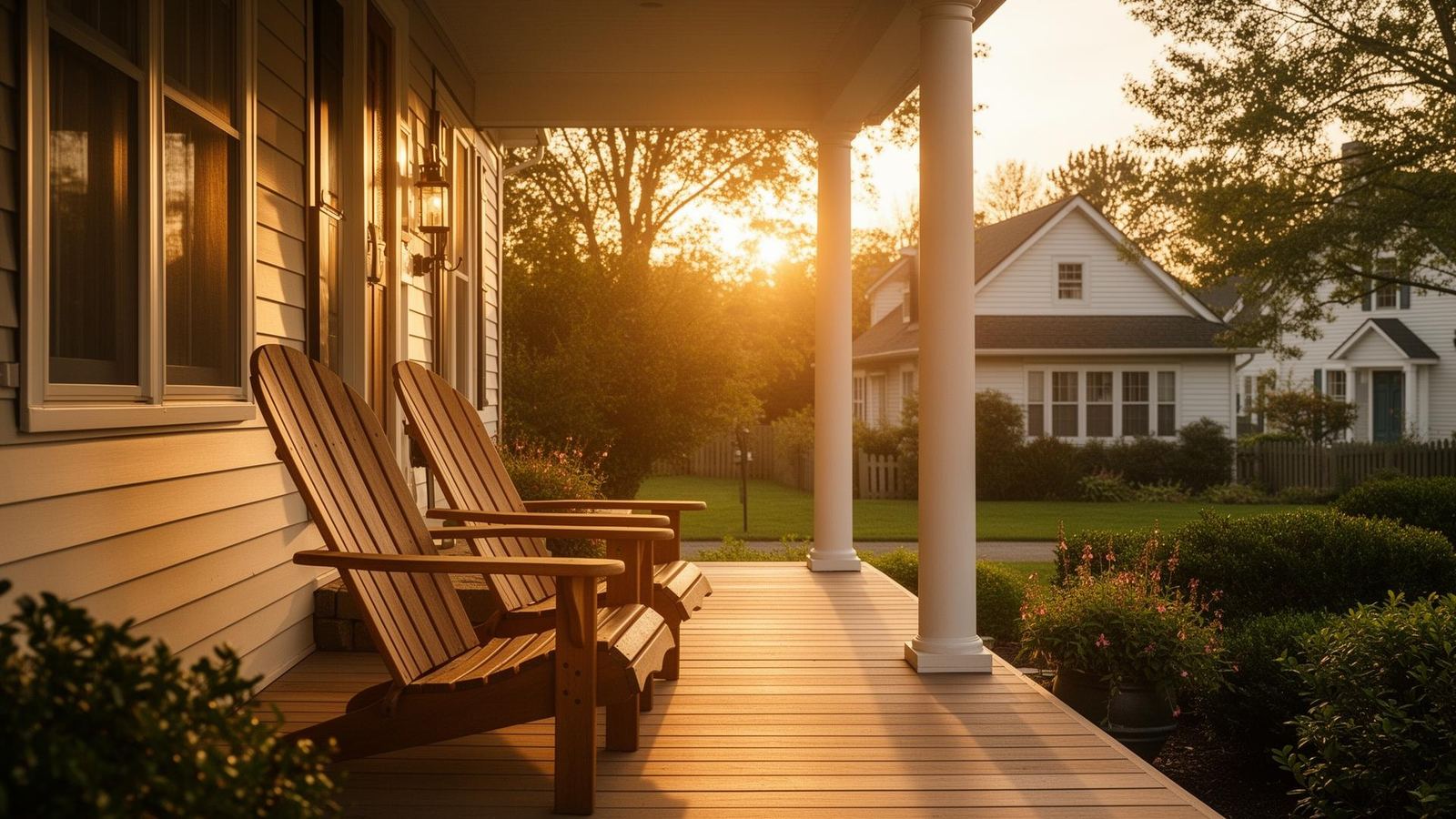 A Long Island homeowner's porch at sunset